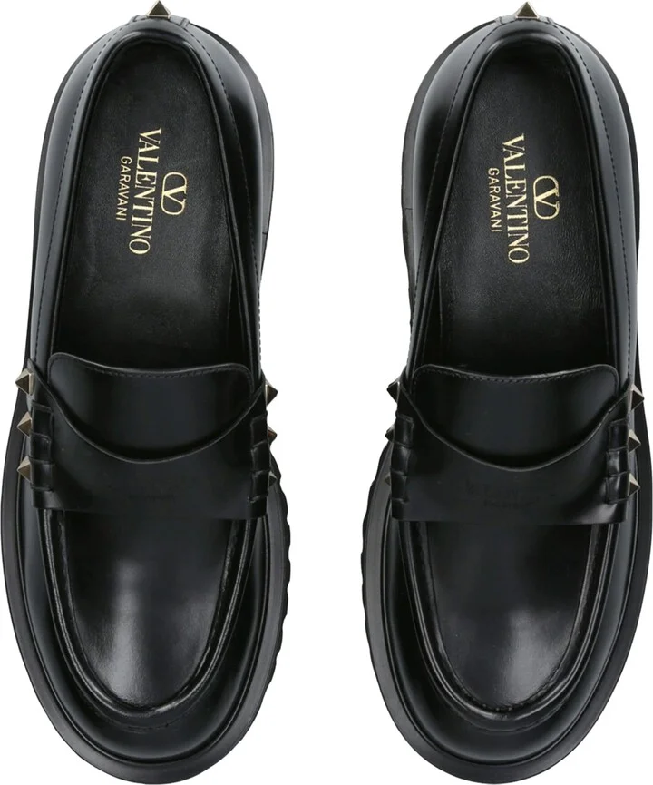 Valentino Garavani Leather Rockstud Loafers 50 - Image 3