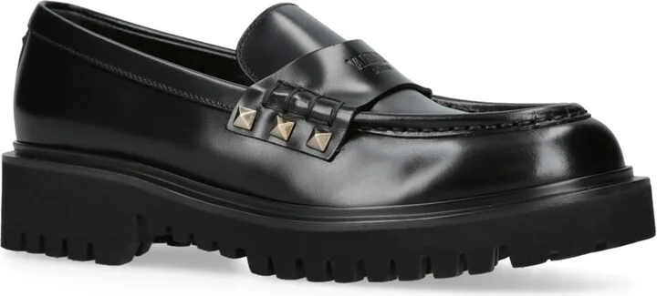Valentino Garavani Leather Rockstud Loafers 50 - Image 5