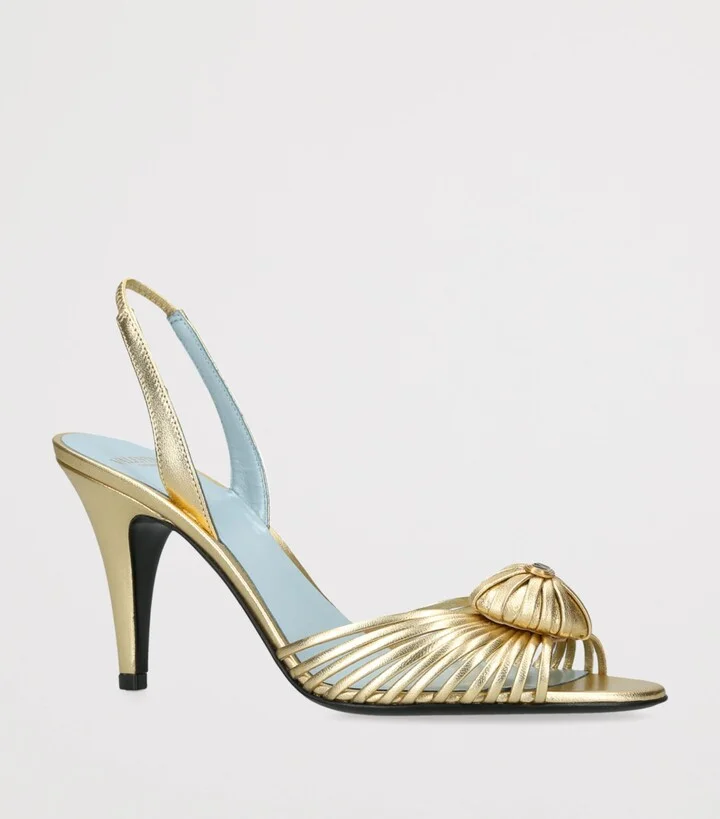 Valentino Garavani Leather Royal Slingback Heels 85 - Image 3
