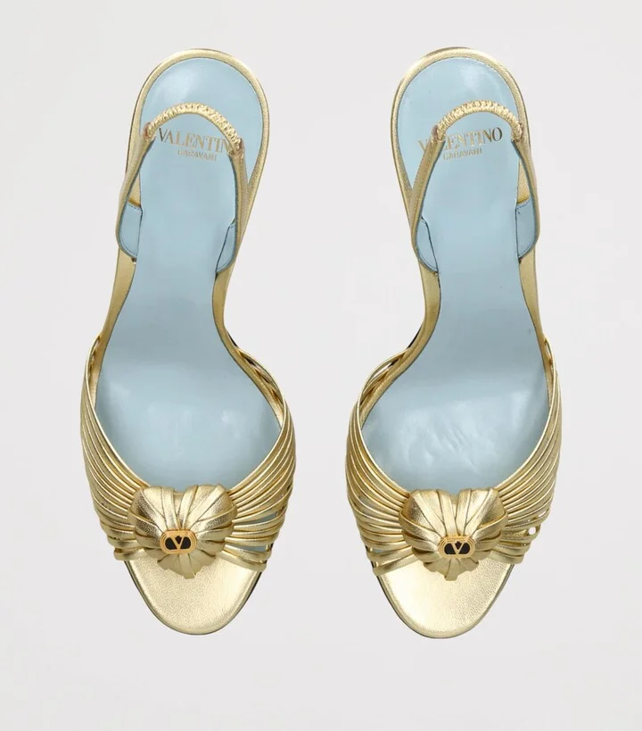 Valentino Garavani Leather Royal Slingback Heels 85 - Image 4