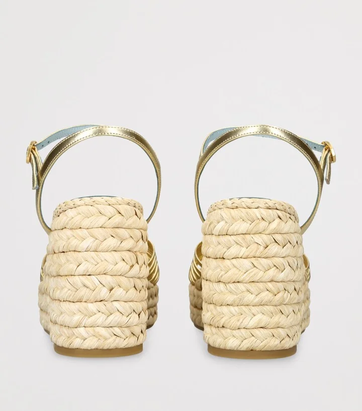Valentino Garavani Leather Royal Wedge Sandals - Image 2