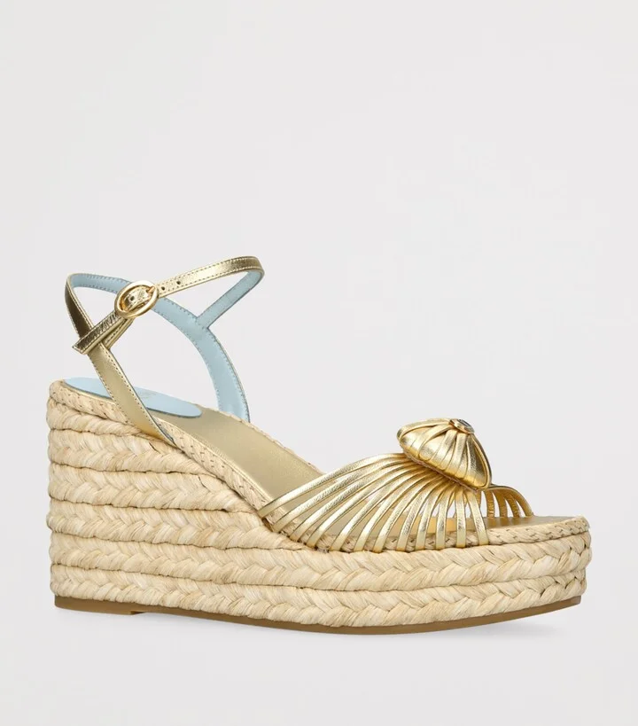 Valentino Garavani Leather Royal Wedge Sandals - Image 3