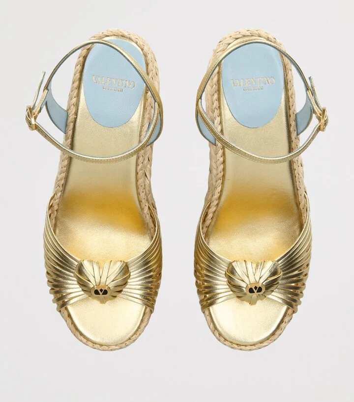 Valentino Garavani Leather Royal Wedge Sandals - Image 4