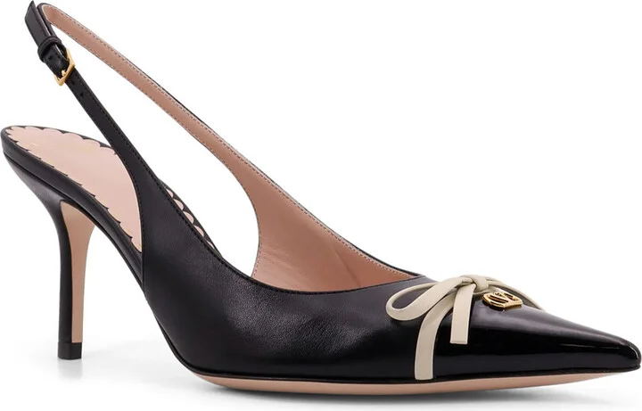Valentino Garavani Leather Slingback With Patent Leather Toe - Image 2