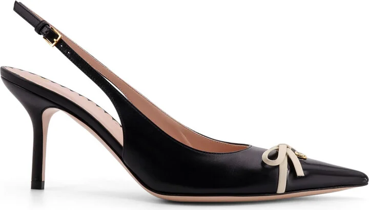 Valentino Garavani Leather Slingback With Patent Leather Toe