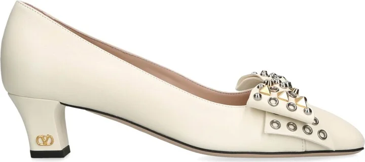 Valentino Garavani Leather Studded Bowow Pumps 45
