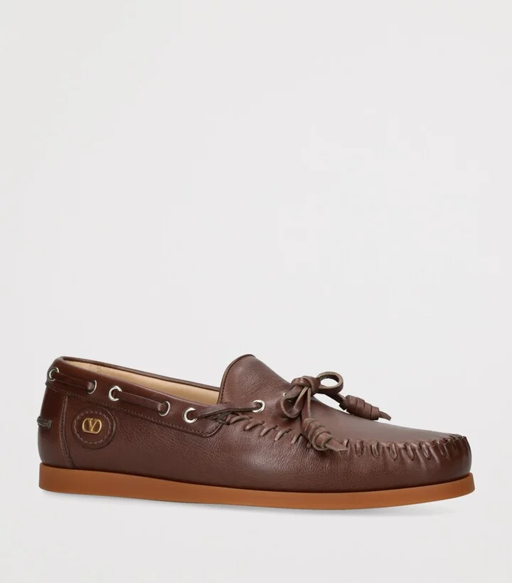 Valentino Garavani Leather Tassel Boat Shoes - Image 3