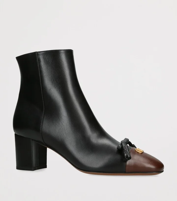 Valentino Garavani Leather Valet De Roi Ankle Boots 60 - Image 3