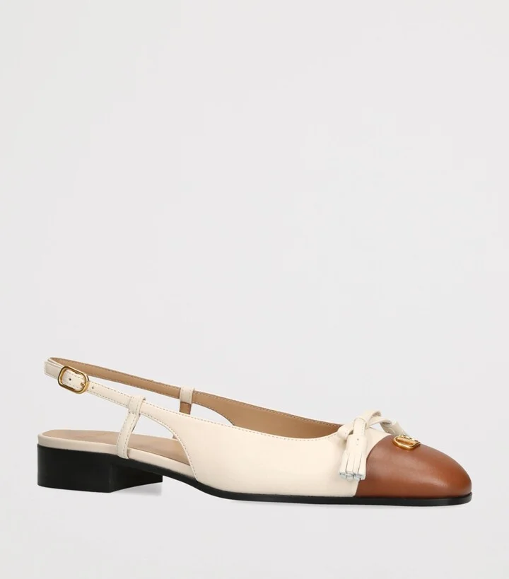 Valentino Garavani Leather Valet Du Roe Slingback Flats 25 - Image 3