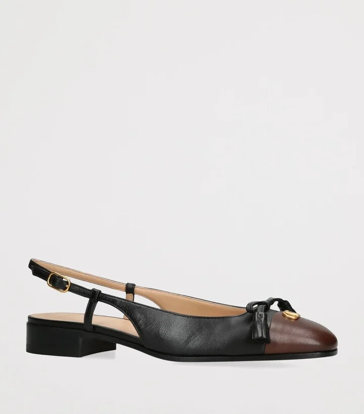 Valentino Garavani Leather Valet Du Roe Slingback Flats 25 - Image 3