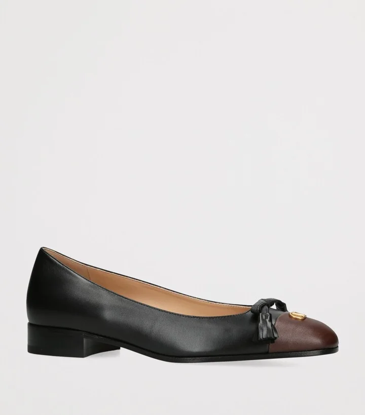 Valentino Garavani Leather Valet Du Roi Ballet Flats - Image 3