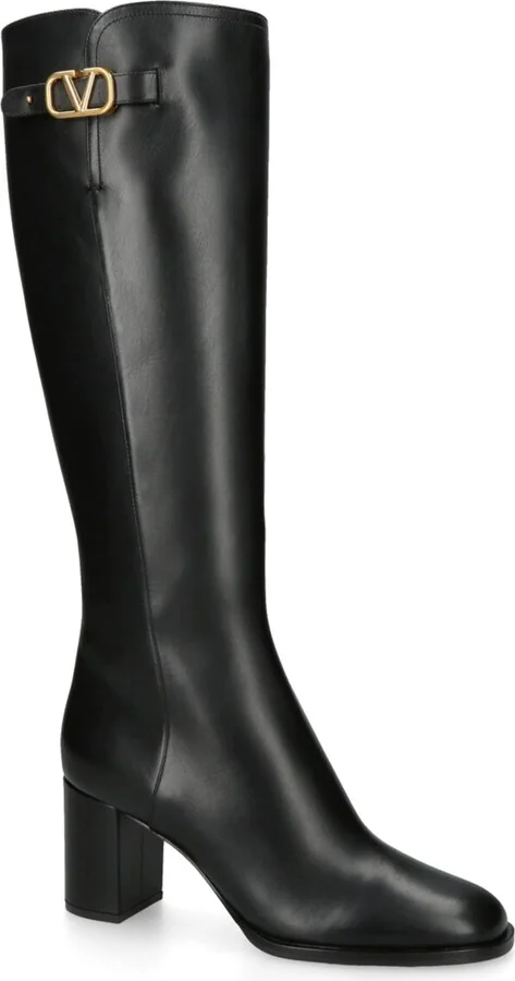 Valentino Garavani Leather VLogo Knee-High Boots 70 - Image 3