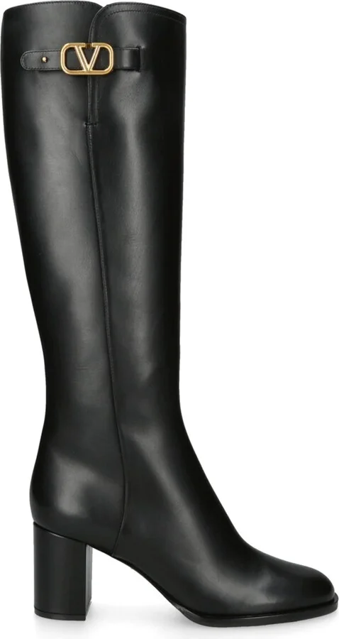 Valentino Garavani Leather VLogo Knee-High Boots 70