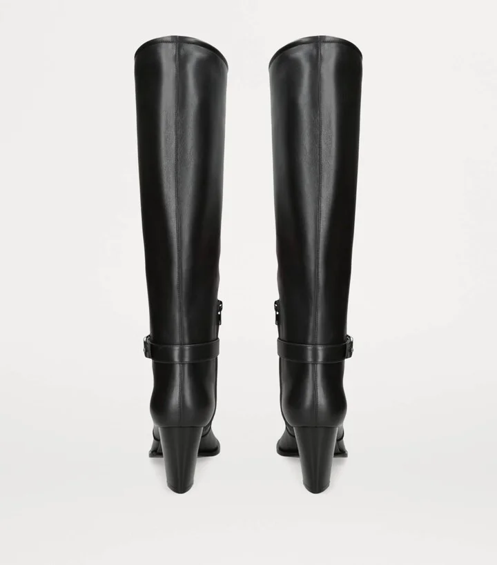 Valentino Garavani Leather VLogo Knee-High Boots 75 - Image 2