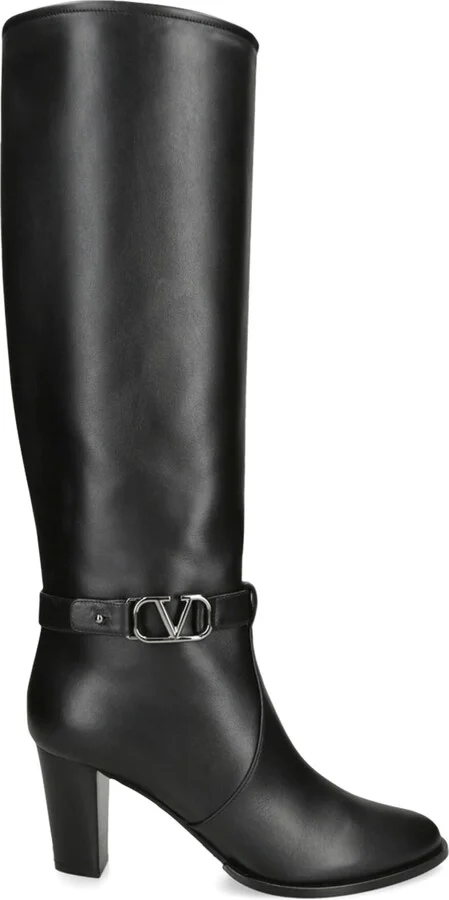 Valentino Garavani Leather VLogo Knee-High Boots 75