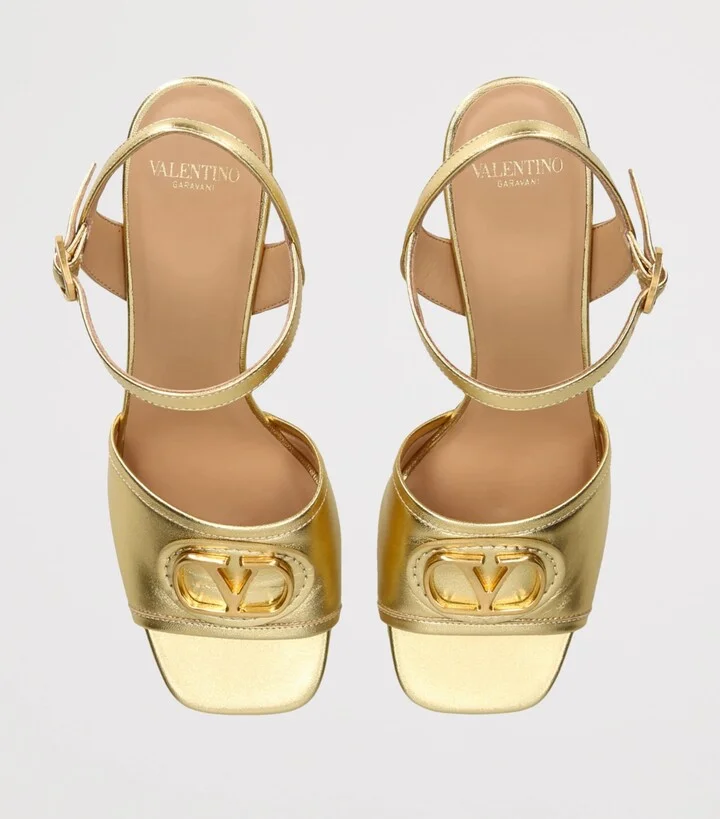 Valentino Garavani Leather VLogo Signature Heeled Sandals 75 - Image 4