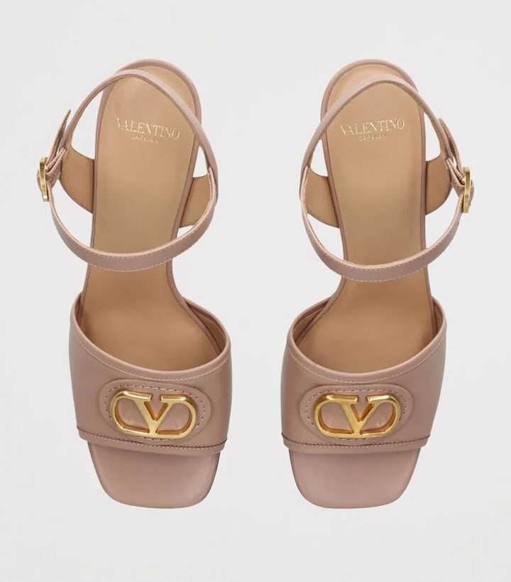 Valentino Garavani Leather VLogo Signature Heeled Sandals 75 - Image 4