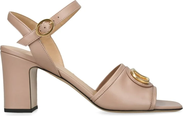 Valentino Garavani Leather VLogo Signature Heeled Sandals 75