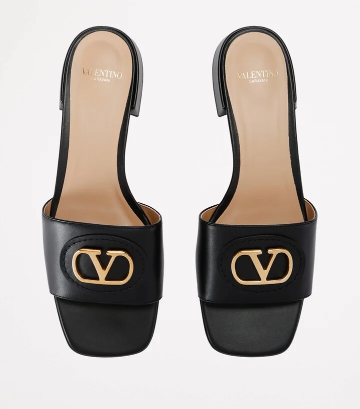 Valentino Garavani Leather Vlogo Slides 20 - Image 4
