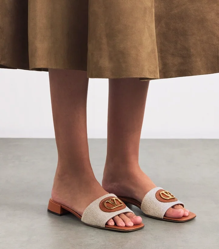 Valentino Garavani Leather Vlogo Slides 20 - Image 2