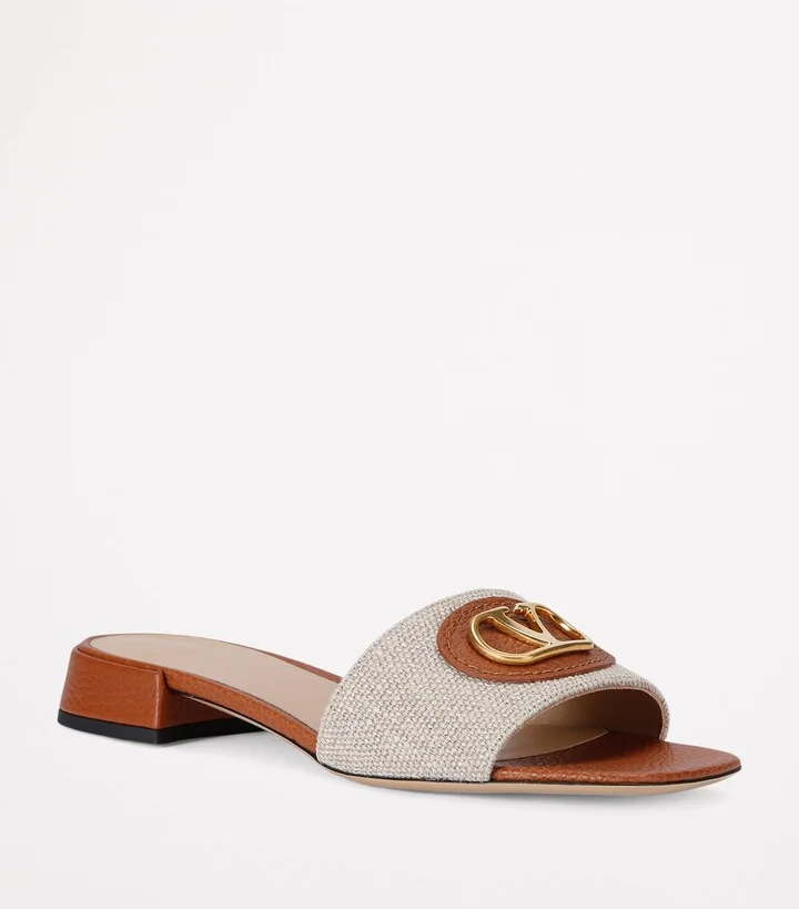 Valentino Garavani Leather Vlogo Slides 20 - Image 4
