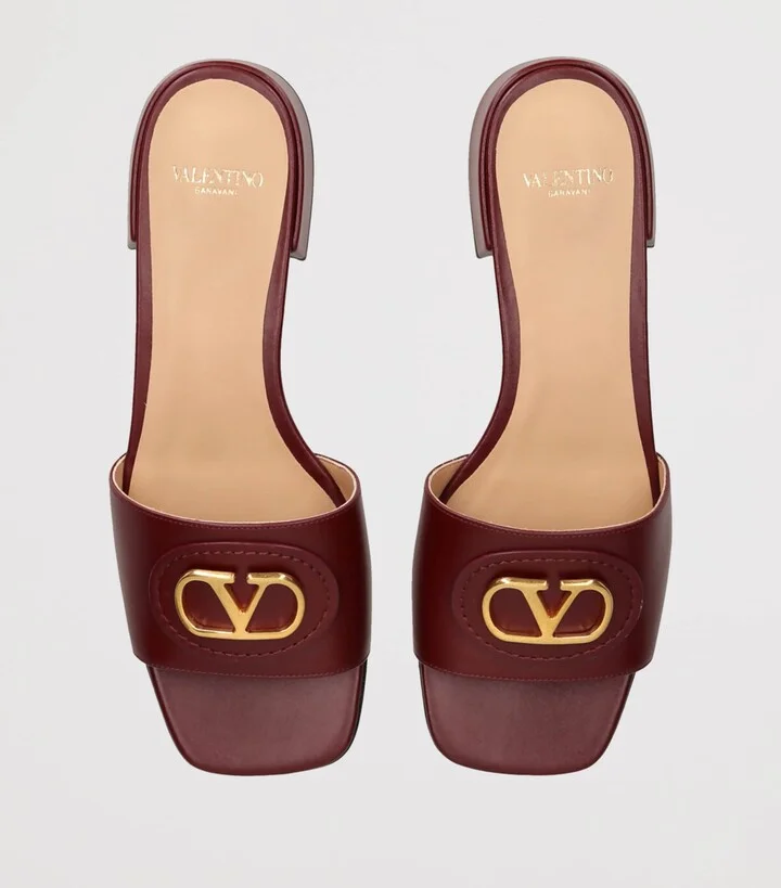 Valentino Garavani Leather Vlogo Slides 20 - Image 4