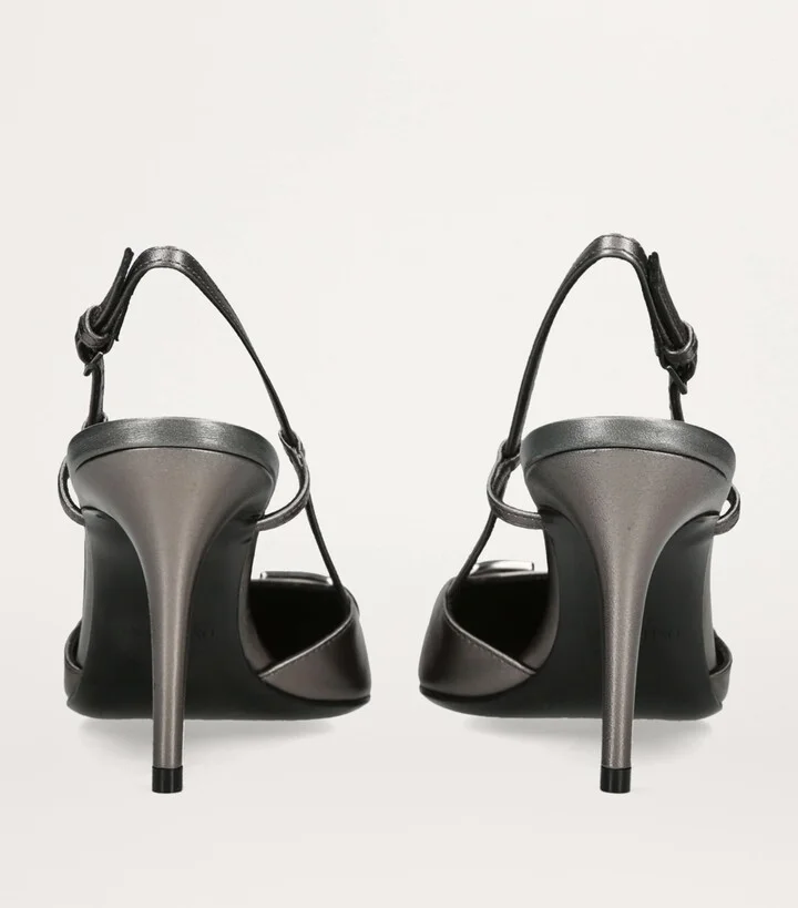 Valentino Garavani Leather VLogo Slingback Pumps 80 - Image 5
