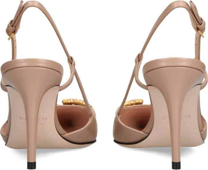 Valentino Garavani Leather VLogo Slingback Pumps 80 - Image 2