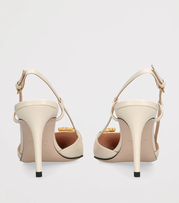 Valentino Garavani Leather VLogo Slingback Pumps 80 - Image 2