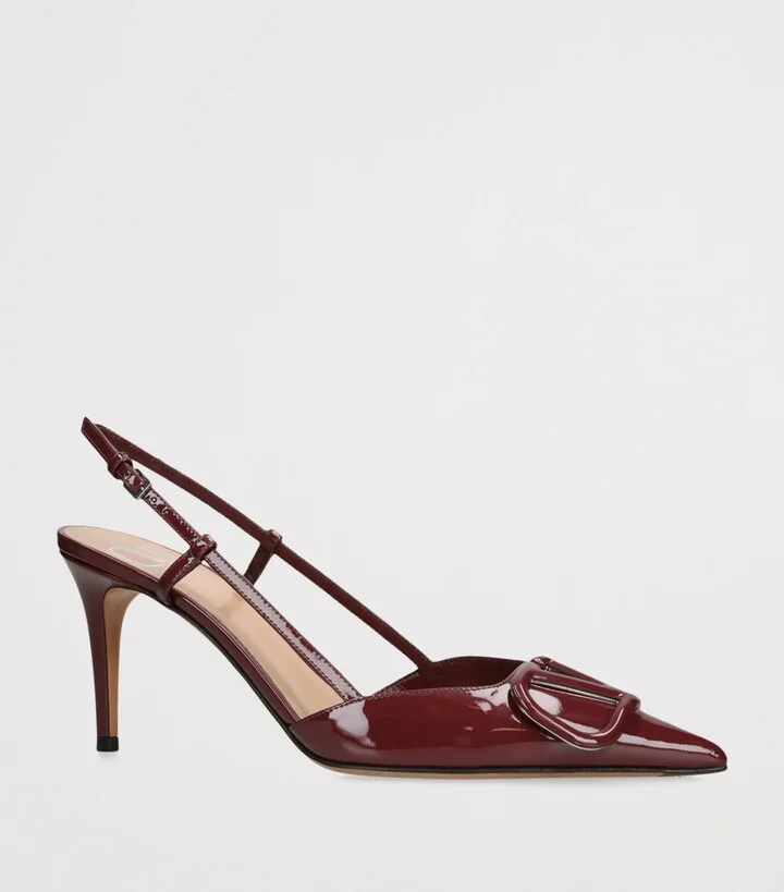 Valentino Garavani Leather VLogo Slingback Pumps 80 - Image 2