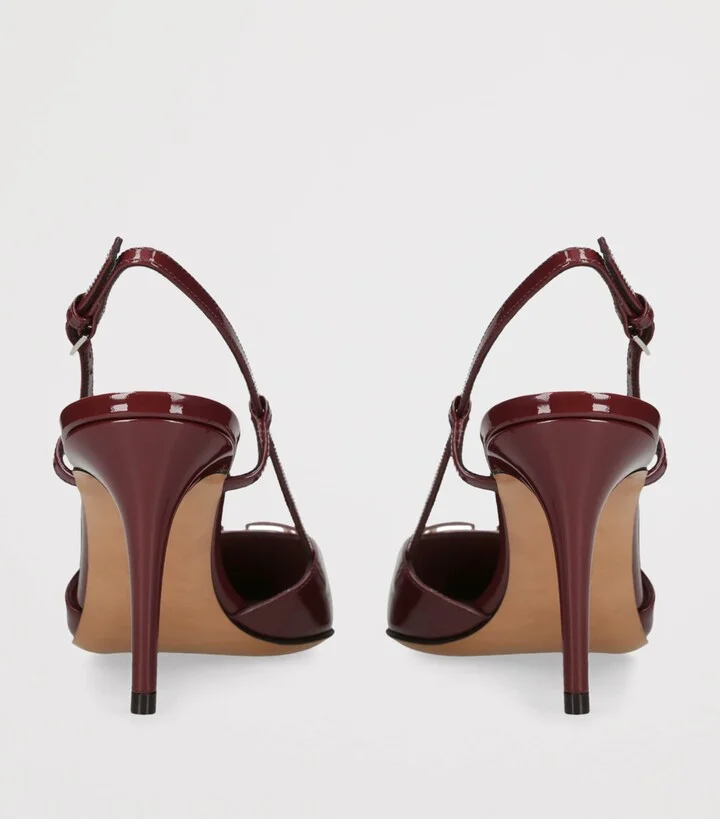 Valentino Garavani Leather VLogo Slingback Pumps 80 - Image 3
