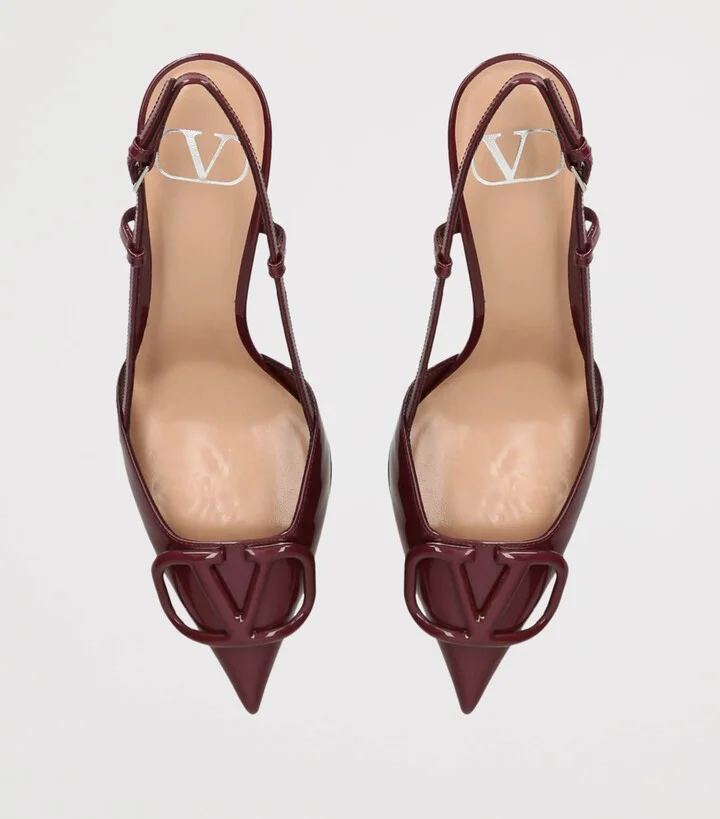 Valentino Garavani Leather VLogo Slingback Pumps 80 - Image 4