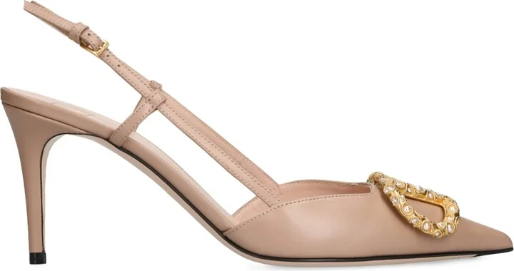 Valentino Garavani Leather VLogo Slingback Pumps 80