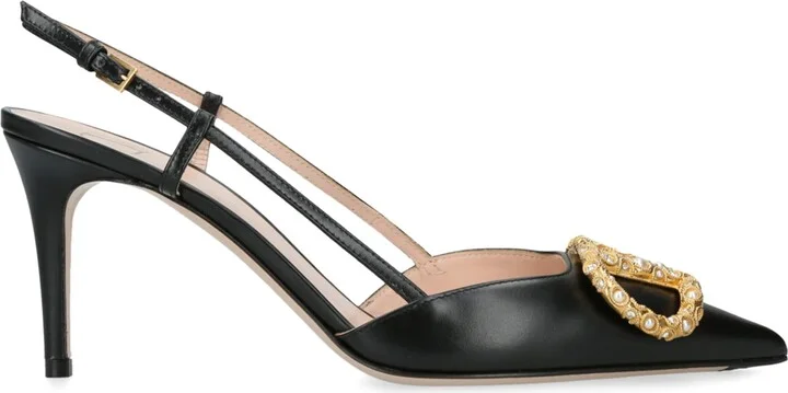 Valentino Garavani Leather VLogo Slingback Pumps 80