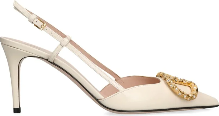 Valentino Garavani Leather VLogo Slingback Pumps 80