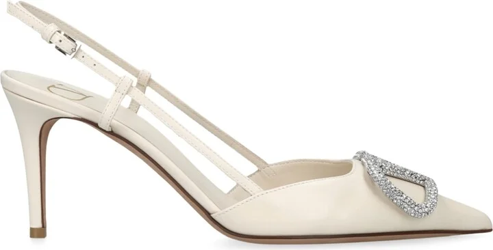 Valentino Garavani Leather VLogo Strass Slingback Pumps 80