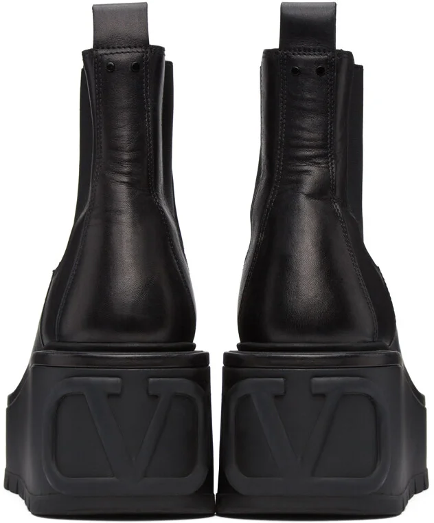Valentino Garavani Leather VLogo Uniqueform Platform Boots - Image 4