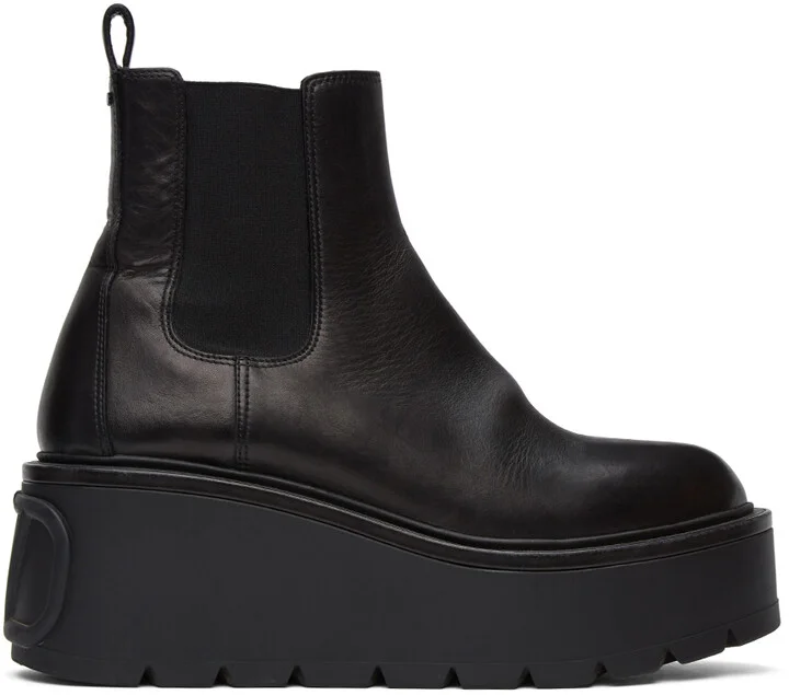 Valentino Garavani Leather VLogo Uniqueform Platform Boots