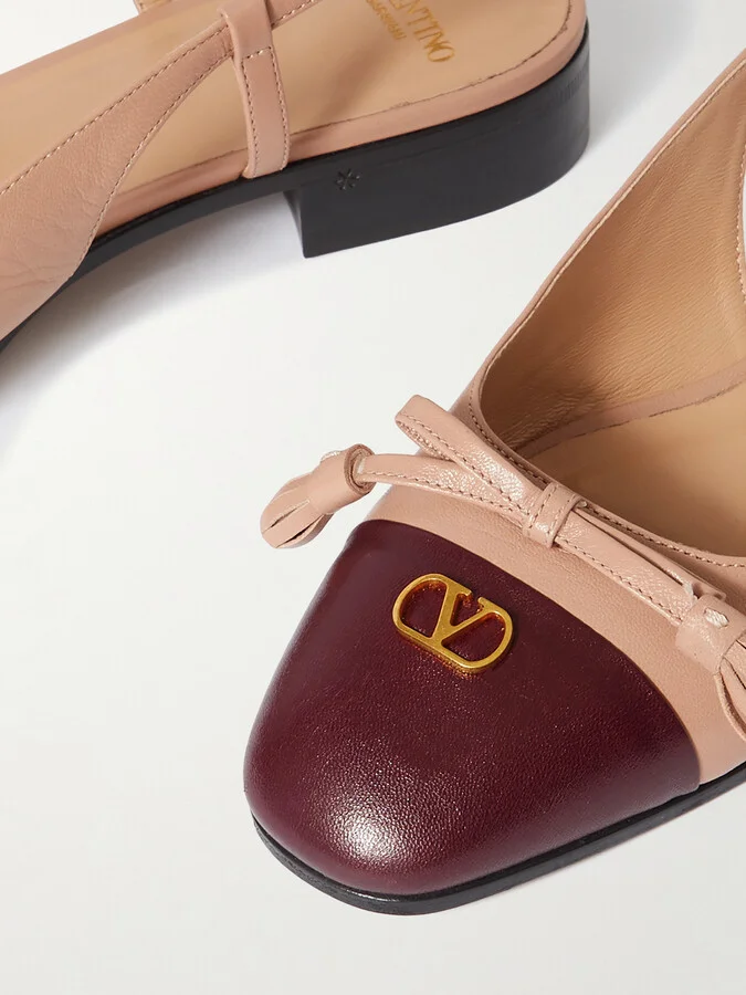 Valentino Garavani - Logo-embellished Tasseled Leather Slingback Ballet Flats - Pink - Image 4