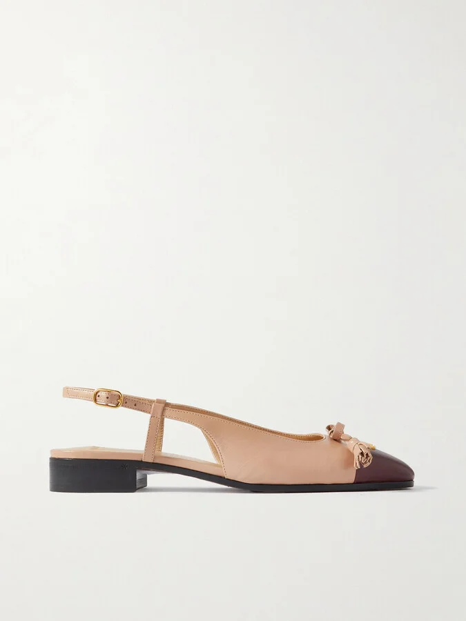 Valentino Garavani - Logo-embellished Tasseled Leather Slingback Ballet Flats - Pink