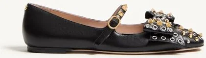 Valentino Garavani Mary-Jane Bowow Ballerina In Kidskin With Studs