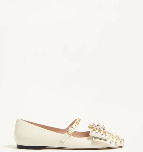 Valentino Garavani Mary-Jane Bowow Ballerina In Kidskin With Studs