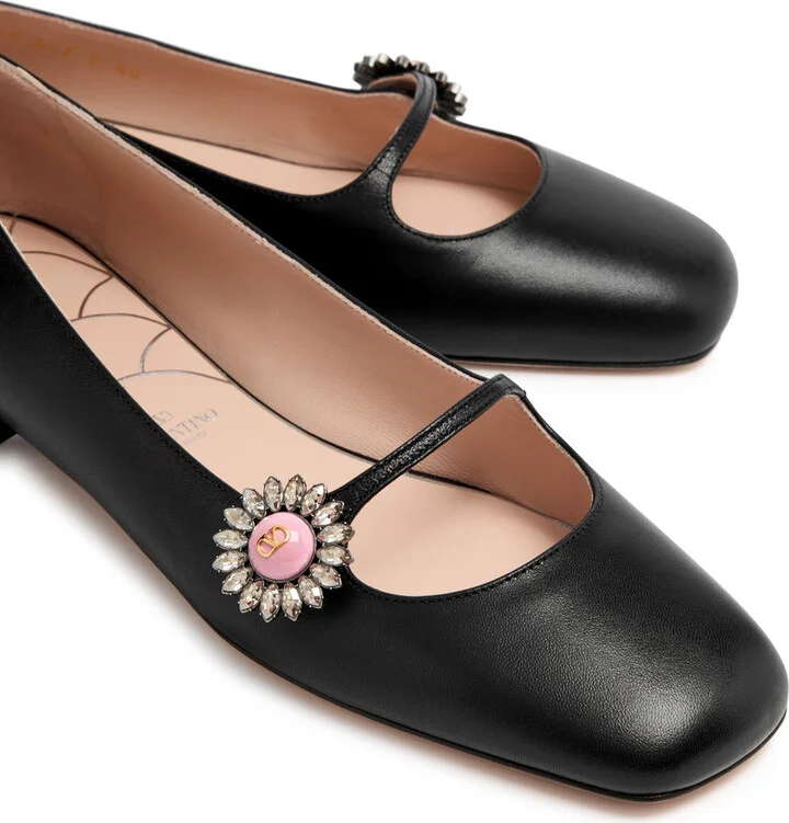 Valentino Garavani Mary Jane Embellished Leather Ballet Flats - Image 3