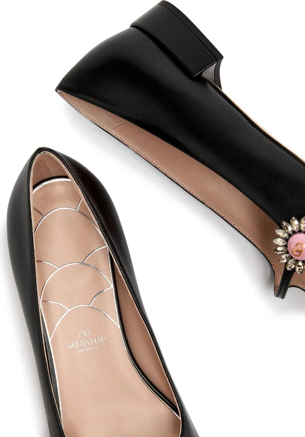 Valentino Garavani Mary Jane Embellished Leather Ballet Flats - Image 4