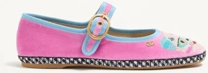 Valentino Garavani Mary-Jane Endouce Velvet Ballerina With Le Chat De La Maison Embroidery