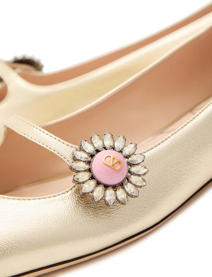 Valentino Garavani Mary Jane Metallic Leather Ballet Flats - Image 4