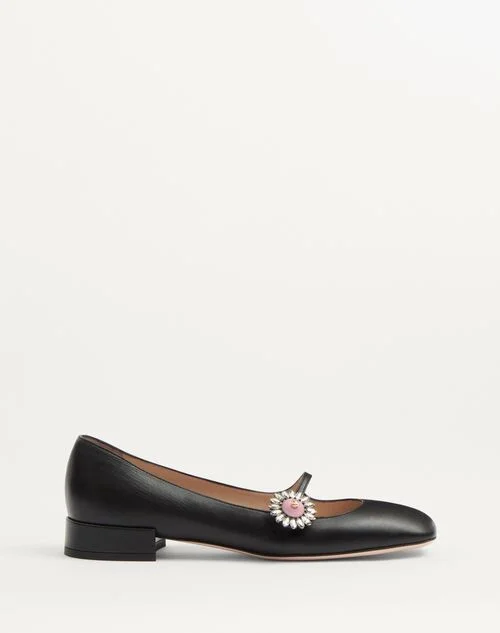 Valentino Garavani Mary-Jane Preshoes Ballerina In Kidskin With Jewel Button 20Mm