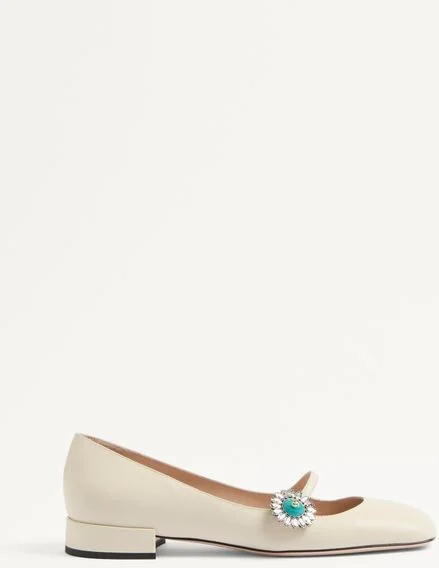 Valentino Garavani Mary-Jane Preshoes Ballerina In Kidskin With Jewel Button 20Mm