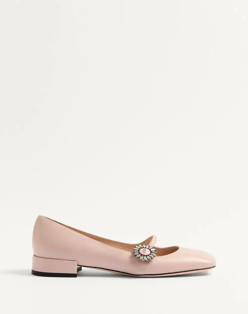 Valentino Garavani Mary-Jane Preshoes Ballerina In Kidskin With Jewel Button 20Mm