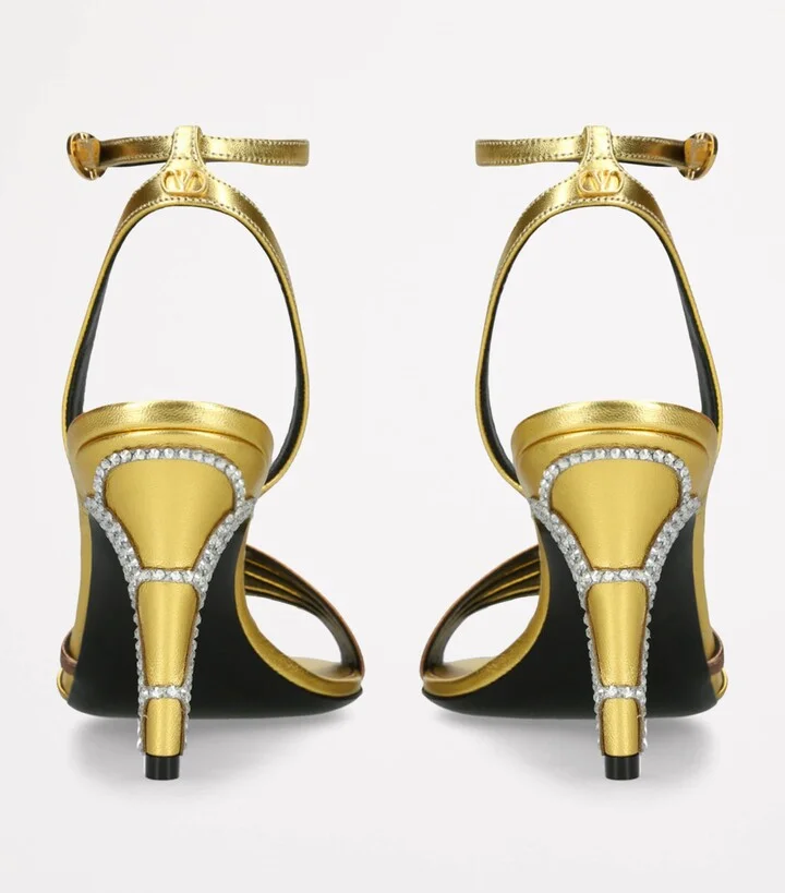 Valentino Garavani Metallic Crystal Ladycrush Heeled Sandals 85 - Image 2